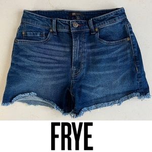 Frye Shorts Jean Denim Mid Rise Frayed Raw Hem Blue Size Size 2